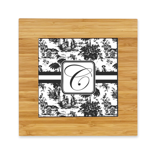 Custom Toile Bamboo Trivet with Ceramic Tile Insert (Personalized)