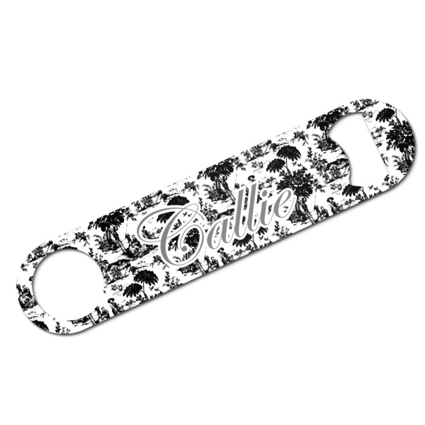 Custom Toile Bar Bottle Opener - White w/ Initial