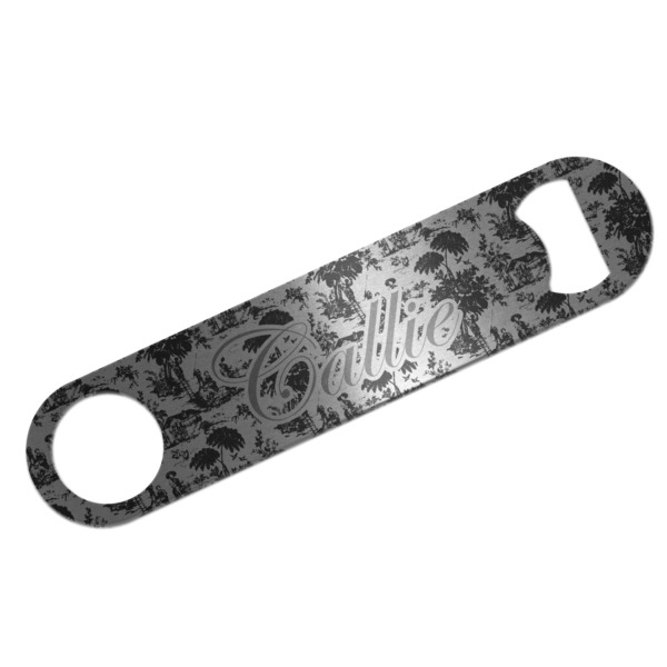 Custom Toile Bar Bottle Opener - Silver w/ Initial