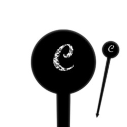 Toile 4" Round Plastic Food Picks - Black - Single Sided (Personalized)