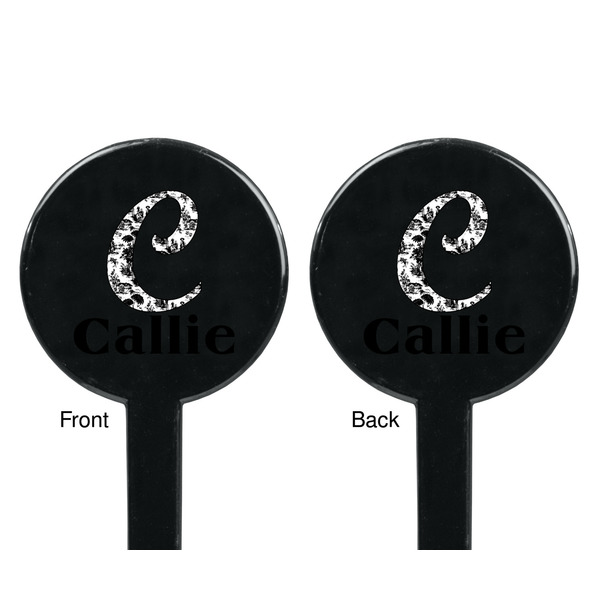 Toile Black Plastic 7" Stir Stick - Double Sided - Round - Front & Back