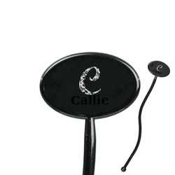 Toile 7" Oval Plastic Stir Sticks - Black - Single Sided (Personalized)