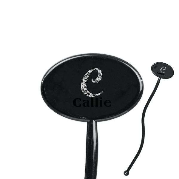 Custom Toile 7" Oval Plastic Stir Sticks - Black - Single Sided (Personalized)