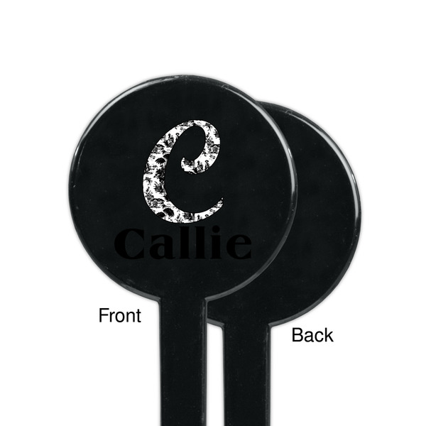 Toile Black Plastic 7" Stir Stick - Single Sided - Round - Front & Back