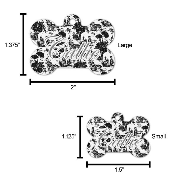 Toile Bone Shaped Dog ID Tag - Large - Scale