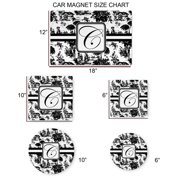 Toile Car Magnets - SIZE CHART