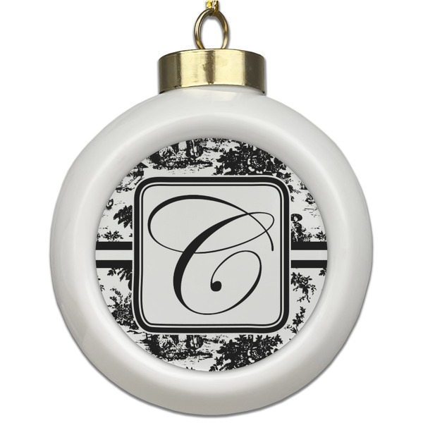 Custom Toile Ceramic Ball Ornament (Personalized)
