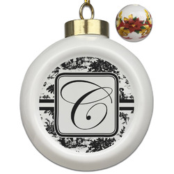 Toile Ceramic Ball Ornaments - Poinsettia Garland (Personalized)