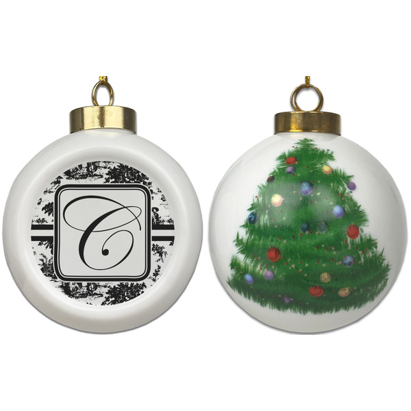 Toile Ceramic Christmas Ornament - X-Mas Tree (APPROVAL)