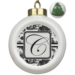 Toile Ceramic Ball Ornament - Christmas Tree (Personalized)
