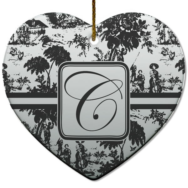 Toile Ceramic Flat Ornament - Heart (Front)