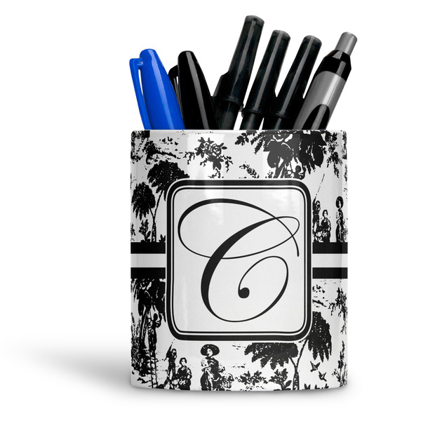 Custom Toile Ceramic Pen Holder