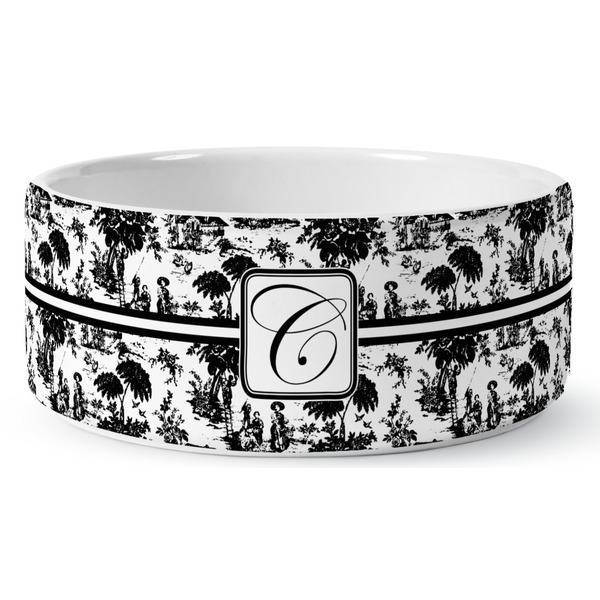 Custom Toile Ceramic Dog Bowl - Large (Personalized)