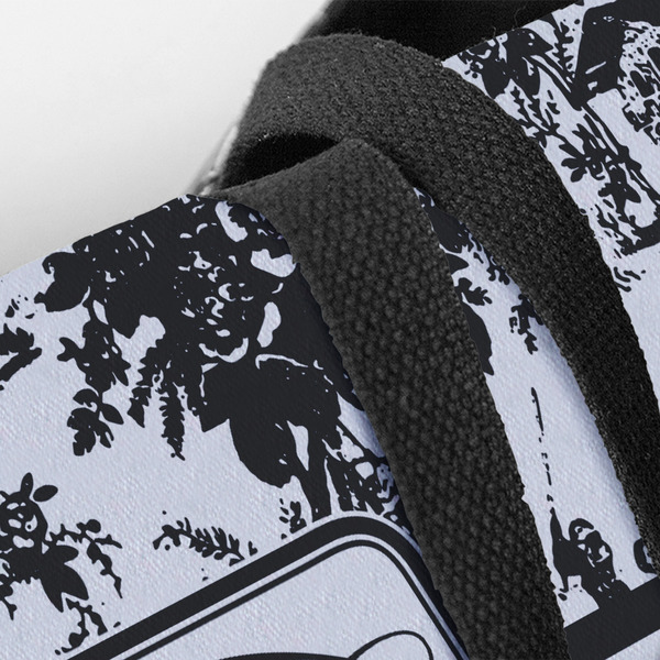 Toile Closeup of Tote w/Black Handles