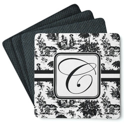 Toile Square Rubber Backed Coasters - Set of 4 (Personalized)