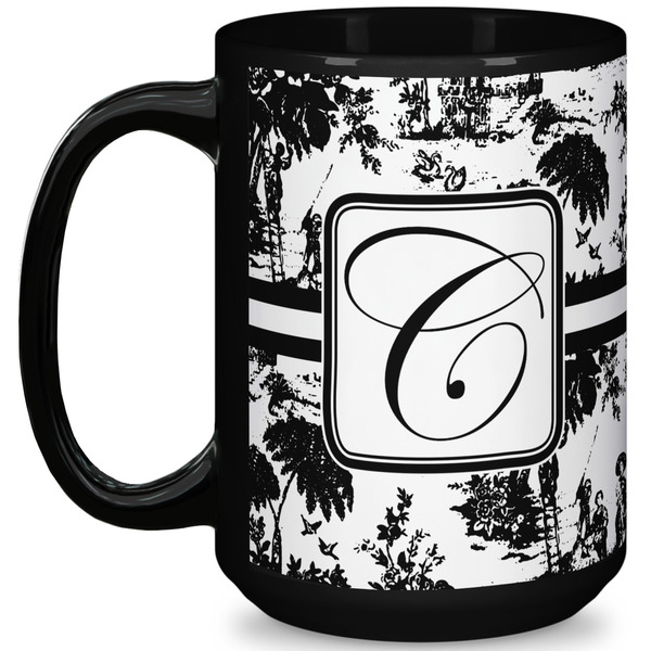 Custom Toile 15 Oz Coffee Mug - Black (Personalized)