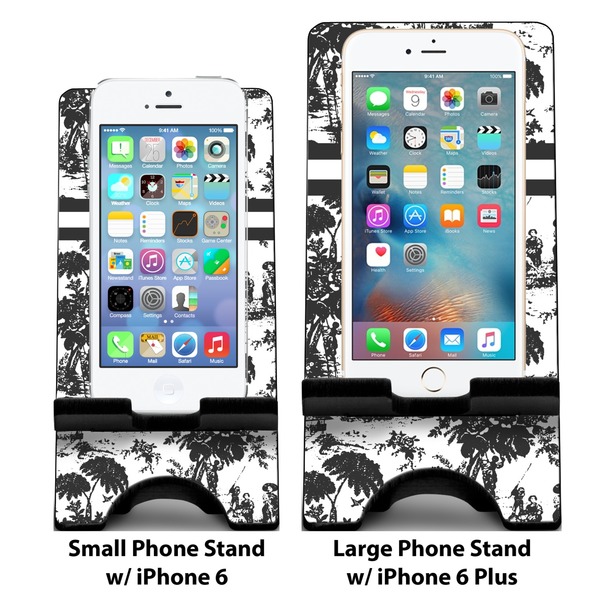 Toile Compare Phone Stand Sizes - with iPhones