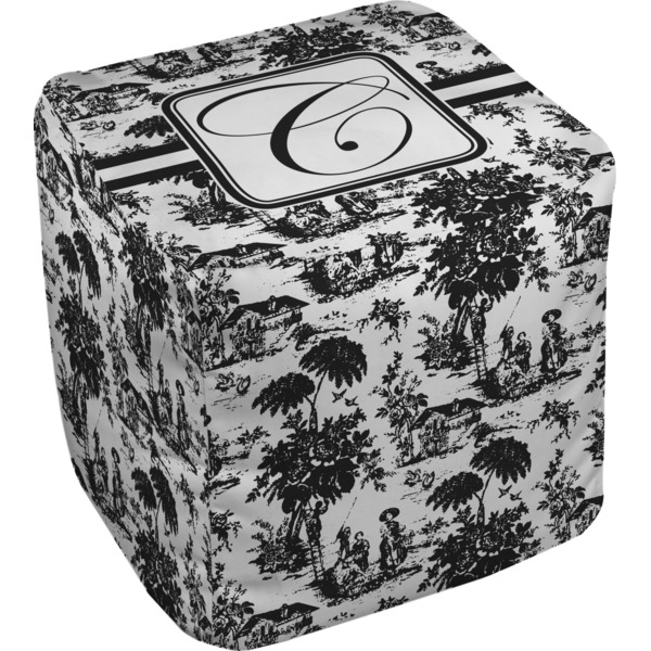 Custom Toile Cube Pouf Ottoman (Personalized)