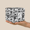 Toile Cube Favor Gift Box - On Hand - Scale View