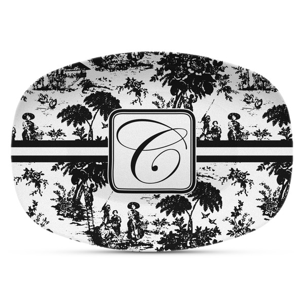 Custom Toile Plastic Platter - Microwave & Oven Safe Composite Polymer (Personalized)