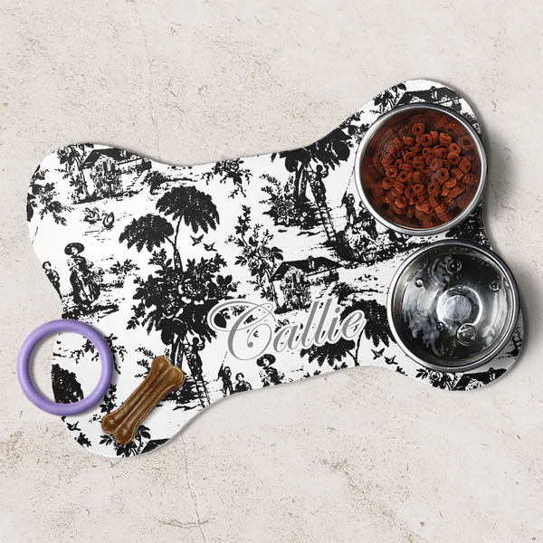 Toile Dog Bone Shaped Mat Lifestyle