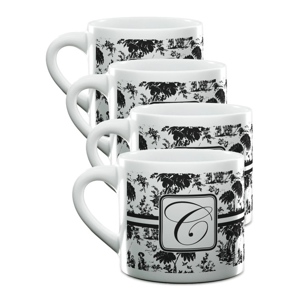 Custom Toile Double Shot Espresso Cups - Set of 4 (Personalized)