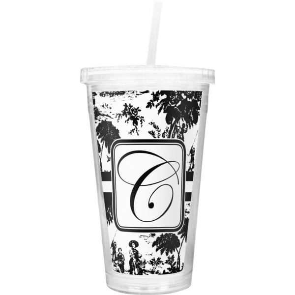 Custom Toile Double Wall Tumbler with Straw (Personalized)