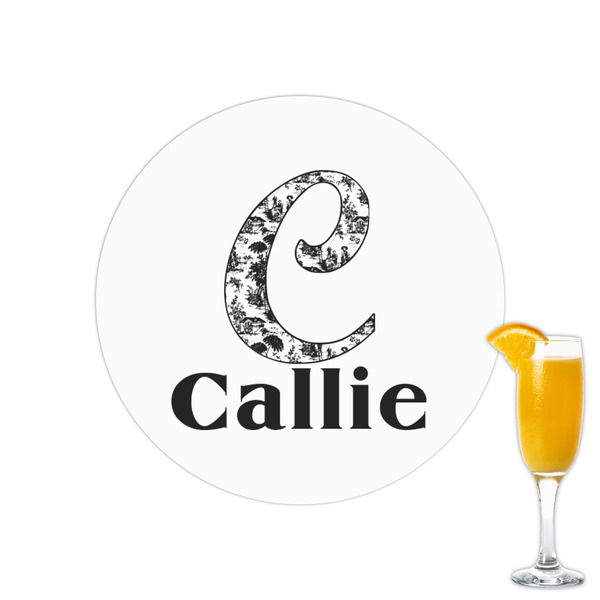 Custom Toile Printed Drink Topper - 2.15" (Personalized)