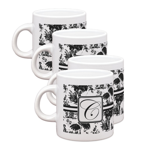 Custom Toile Single Shot Espresso Cups - Set of 4 (Personalized)