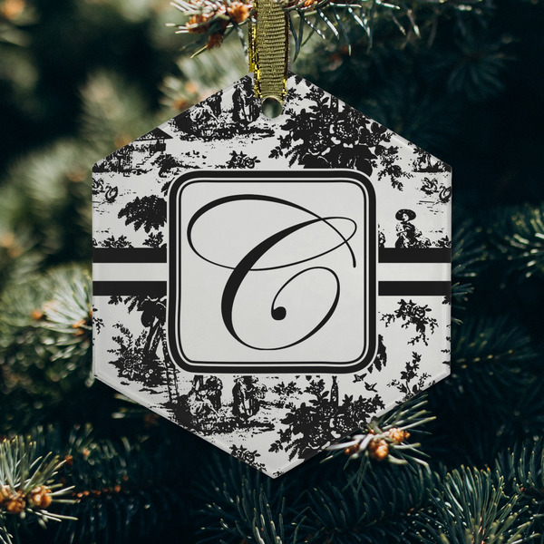 Toile Frosted Glass Ornament - Hexagon (Lifestyle)