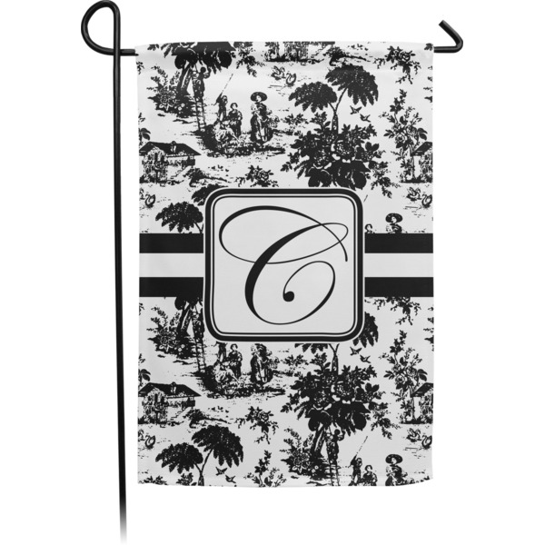 Custom Toile Small Garden Flag - Double Sided w/ Initial