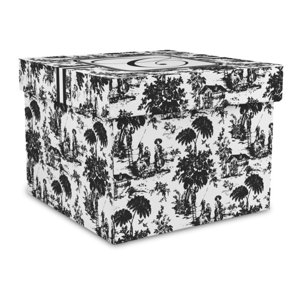 Custom Toile Gift Box with Lid - Canvas Wrapped - Large (Personalized)