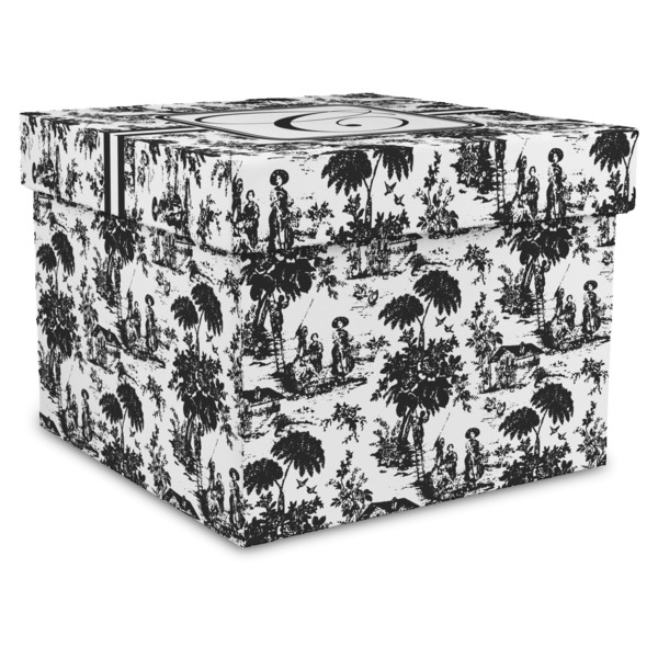Custom Toile Gift Box with Lid - Canvas Wrapped - X-Large (Personalized)