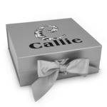Toile Gift Box with Magnetic Lid - Silver (Personalized)