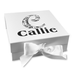 Toile Gift Box with Magnetic Lid - White (Personalized)