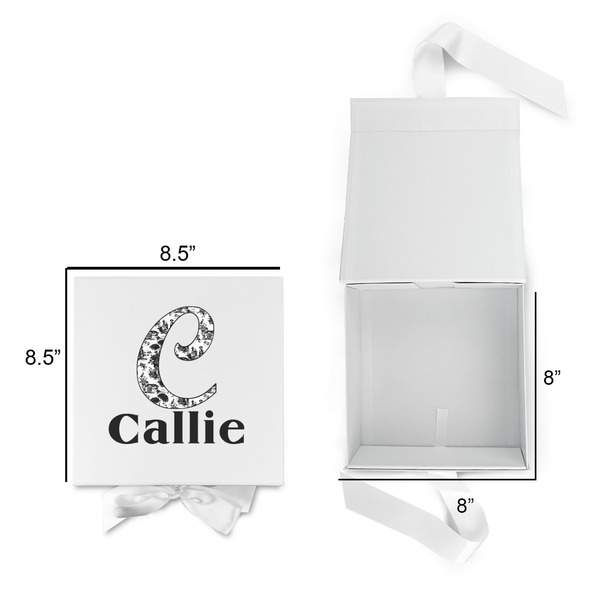 Toile Gift Boxes with Magnetic Lid - White - Open & Closed