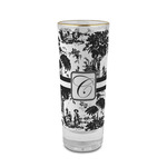 Toile 2 oz Shot Glass -  Glass with Gold Rim - Set of 4 (Personalized)