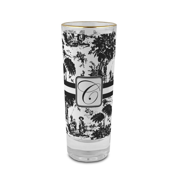 Custom Toile 2 oz Shot Glass - Glass with Gold Rim (Personalized)