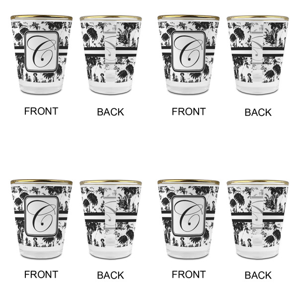Toile Glass Shot Glass - with gold rim - Set of 4 - APPROVAL
