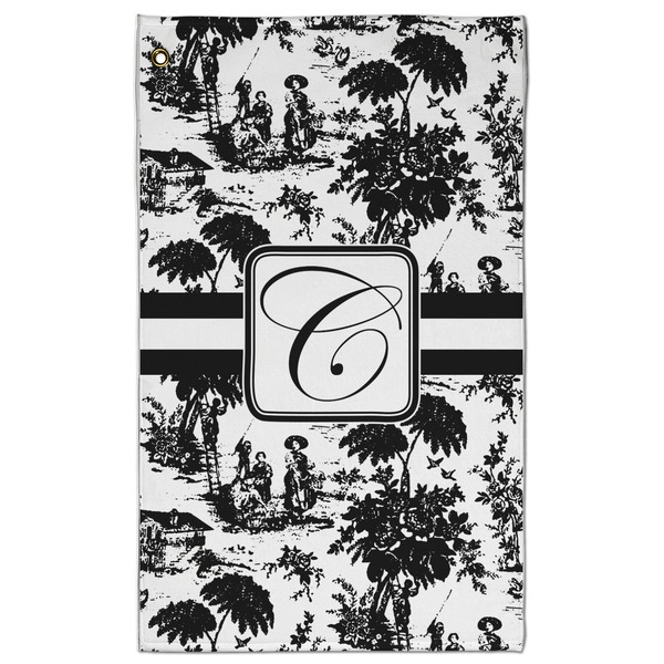Custom Toile Golf Towel - Poly-Cotton Blend w/ Initial