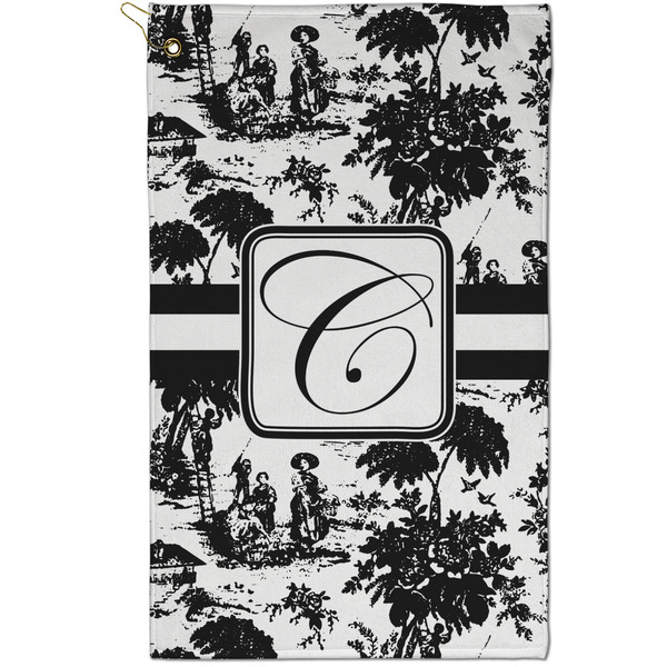 Custom Toile Golf Towel - Poly-Cotton Blend - Small w/ Initial