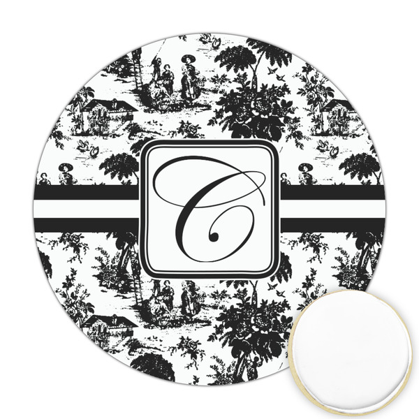 Custom Toile Printed Cookie Topper - Round (Personalized)