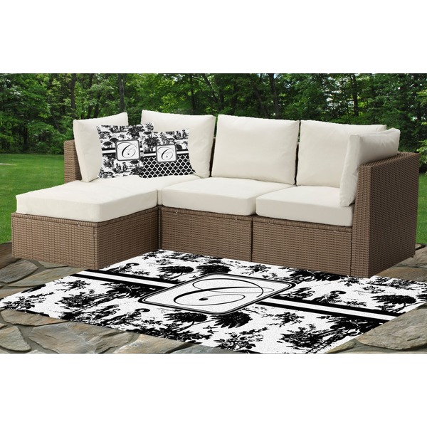 Toile Outdoor Mat & Cushions