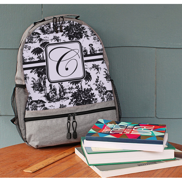 Toile Large Backpack - Gray - On Desk