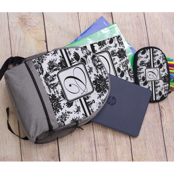 Toile Large Backpack - Gray - With Stuff