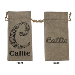 Toile Large Burlap Gift Bag - Front & Back (Personalized)