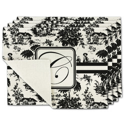 Toile Single-Sided Linen Placemat - Set of 4 w/ Initial