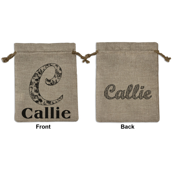 Custom Toile Medium Burlap Gift Bag - Front & Back (Personalized)
