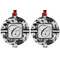 Toile Metal Ball Ornament - Front and Back