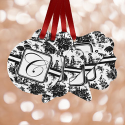 Toile Metal Ornaments - Double Sided w/ Initial